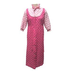 Vintage Handmade Quilted 1960's Button Front Nightgown Sleep Robe Sz Small/Mediu